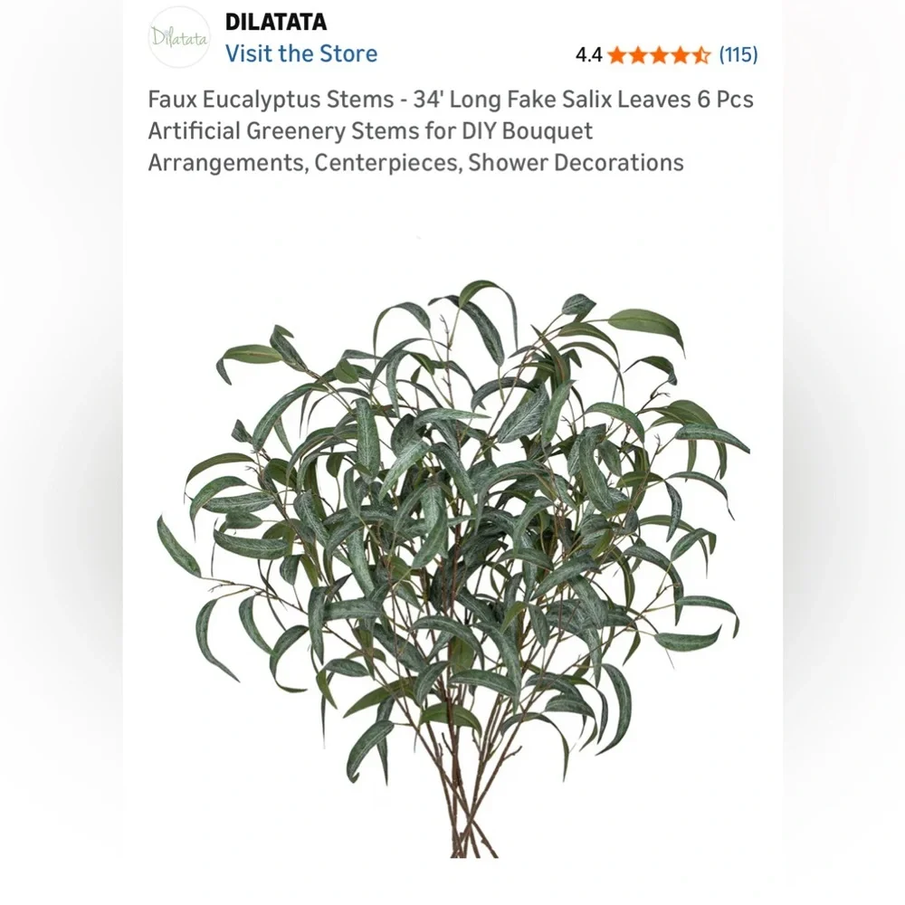 Faux Eucalyptus Stems 6 Pieces Salix Leaves Greenery Stems for Arrangements 34